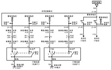 圖4 左前門、右後門開關電路